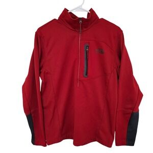 The North Face Mens M 1/4 Zip Softshell Fleece Lined Pullover Jacket Red winter